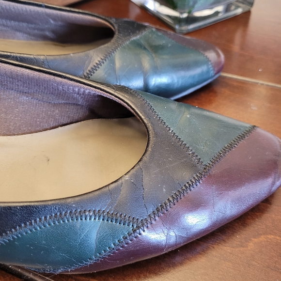 Vintage multi patchwork women's leather pumps - Picture 3 of 7